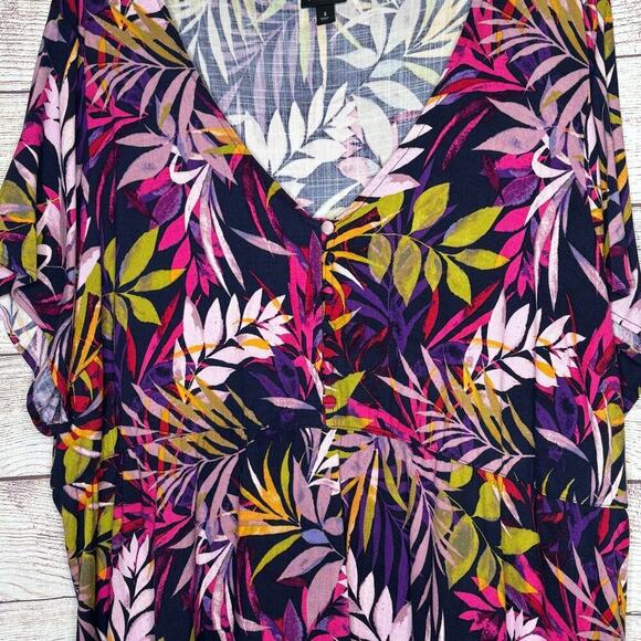 Torrid Palm Tree Tropical Summer Popover Short Sleeve Blouse Size 4X Plus - Picture 11 of 15